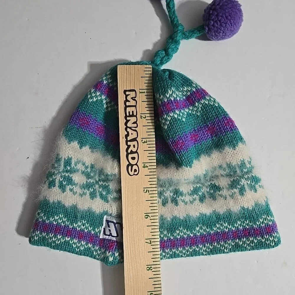 VTG Murray Merkley Tassel Beanie Pure Virgin Wool Knit Ski Winter Hat Fuzzy